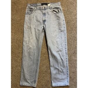 Levi's Silver Tab Straight Relaxed Jeans Mens 36x32 Light Blue Faded USA